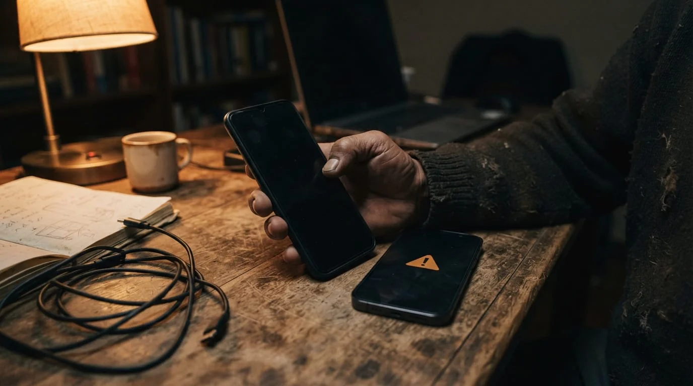 celular Android con pantalla completamente negra