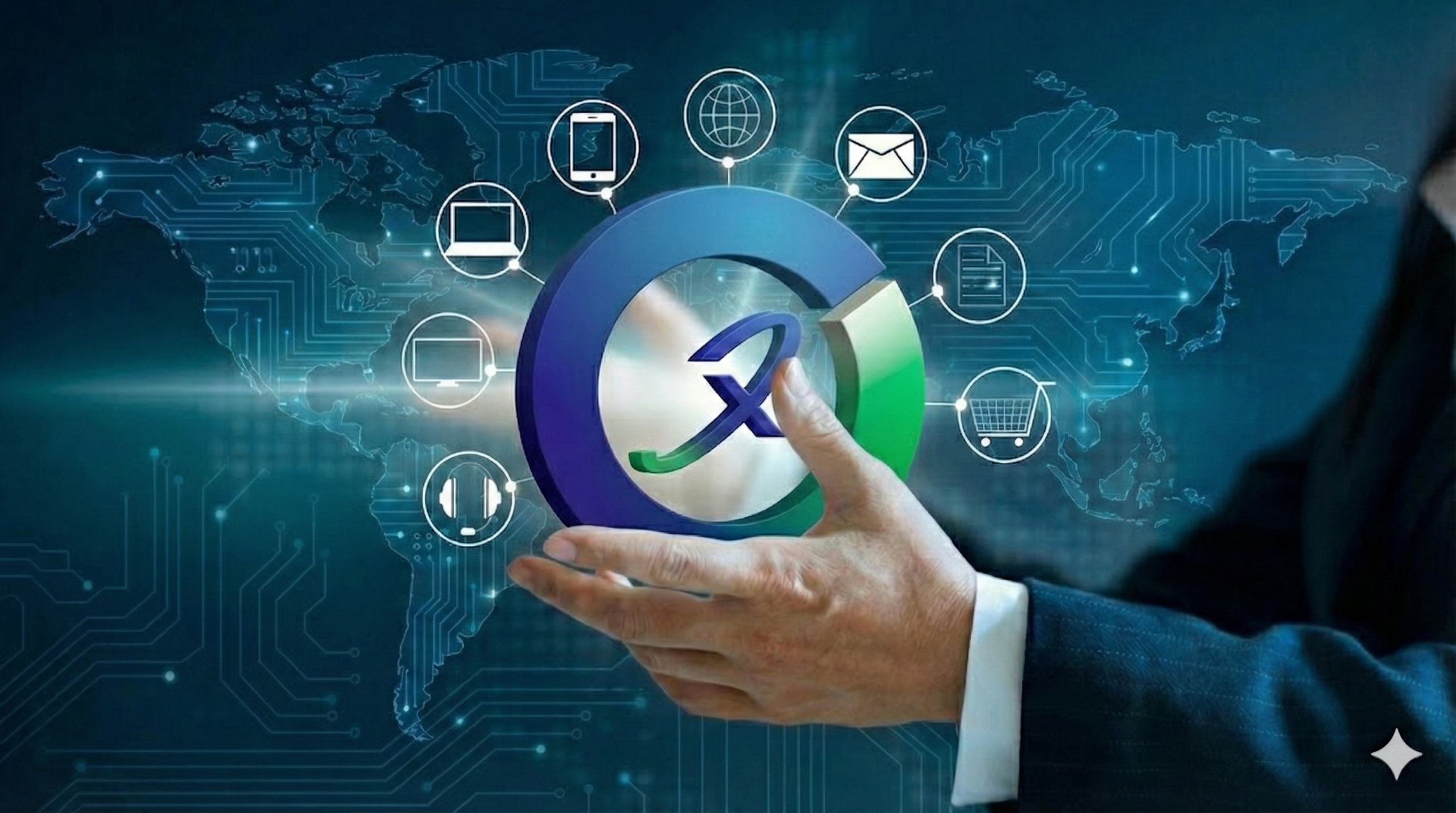 manos agarrando el logo